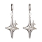 Star Alloy Pendant Leverback Earrings, Platinum, 53x23mm