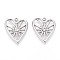304 Stainless Steel Pendants, with Rhinestone, Heart, Stainless Steel Color, 18x15.5x2.5mm, Hole: 1.5mm