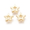 Brass Slide Charms, Long-Lasting Plated, Star, Real 18K Gold Plated, 11x11.5x3.5mm, Hole: 1.5~2x2~5mm
