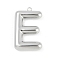 304 Stainless Steel Pendants,  Letter Charm, Letter E, 38x23.5x6.5mm, hole: 2.3mm