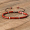 Natural Red Jasper Beaded Braided Bracelets, Adjustable Women's Bracelets, Inner Diameter: 16cm, Bead: 4~4.5x2~2.5mm