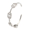 Rack Plating Brass Cubic Zirconia Rectangle Beaded Open Cuff Bangle, Long-Lasting Plated, Lead Free & Cadmium Free, Platinum, Inner Diameter: 2-1/4x1-3/4 inch(5.75x4.5cm)