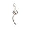 Brass Micro Pave Cubic Zirconia Pendants, Cadmium Free & Nickel Free & Lead Free, Platinum, 22.5x7x3mm, Hole: 1.4mm