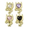 Rack Plating Alloy Rhinestone Pendants, Lead Free & Cadmium Free & Nickel Free, Devil Charms, Heart, Golden, 21.5x13.5x5mm, Hole: 1.8mm