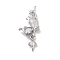 Brass Pave Clear Cubic Zirconia Pendants, Cadmium Free & Nickel Free & Lead Free, Butterfly Wing, Platinum, 29x12.5x6mm, Hole: 1.5mm