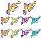 201 Stainless Steel Pendants, Bird, Rainbow Color, 18.5x12x1mm, Hole: 1.5mm, 10pcs/box