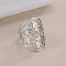 Non-Tarnish 304 Stainless Steel Adjustable Rings, Hollow Star of David, Stainless Steel Color, US Size 7 1/4(17.5mm)