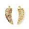 Brass Micro Pave Cubic Zirconia Pendants, Cadmium Free & Lead Free, Real 18K Gold Plated, Horn/Tusk Charms, Colorful, 43.5x17.5x6mm, Hole: 4x3.5mm