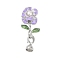 Brass Fold Over Clasps, Cadmium Free & Nickel Free & Lead Free, with Natural Pearl and Enamel, Flower, Platinum, 43mm