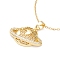 Clear Cubic Zirconia Planet Pendant Necklace, 304 Stainless Steel Jewelry for Women, Golden, 17.72 inch(45cm)