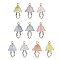 10Pcs Two Tone Glass Pendants, with Golden Brass Findings, Mushroom, Mixed Color, 20.5x11.5mm, Hole: 1.8mm, 10pcs/set