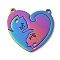 Ion Plating(IP) 304 Stainless Steel Split Pendants, Heart with Cat Charm, Rainbow Color, 30x30x1mm, Hole: 1.8mm