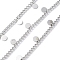 304 Stainless Steel Curb Chains, Unwelded, with Spool, with Flat Round Charms, Stainless Steel Color, 4.5x0.5mm