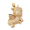 Brass Micro Pave Cubic Zirconia Pendants, Long-Lasting Plated, Unicorn, Golden, 31.5x25x7mm, Hole: 6.5x4mm