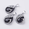 Synthetic Blue Goldstone Pendants, with Brass Finding, Teardrop with Peacock, Platinum, 33x20x10.5mm, Hole: 5x6.5mm