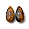 Natural Tiger Eye Pendants, Faceted Teardrop Gems Charms with Brass Micro Pave Cubic Zirconia Findings, Golden, 25.5x13~13.5x6mm, Hole: 1mm