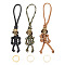 3Pcs 3 Colors Polypropylene Braided Corn Knot Keychain, with Brass Skull, Halloween, Mixed Color, 153x29x21mm, 1pc/color