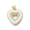 Brass Micro Pave Cubic Zirconia Pendants, Cadmium Free & Lead Free, with Shell, Real 16K Gold Plated, White, Heart, 20x18.5x2.5mm, Hole: 4.5mm