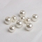 Shell Pearl Beads, Round, Half Drilled, Seashell Color, 8mm