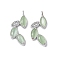 Brass Micro Pave Cubic Zirconia Pendants, Leaf Charms, with Cat Eye, Rack Plating, Long-Lasting Plated, Cadmium Free & Lead Free, Platinum, 20.5x8.5x3mm, Hole: 1.5mm