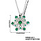 Elegant Brass Cubic Zirconia Snowflake Pendant Necklaces, Perfect for Christmas and Valentine's Day Gifts, Platinum, Green, 15.75 inch(40cm)