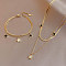 Star Stainless Steel with Natural Shell Double Layer Pendant Necklaces & Charm Bracelets Sets, Golden, 405mm & 170mm