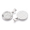 Brass Pendants, Cadmium Free & Nickel Free & Lead Free, Twelve Constellations, Flat Round, Platinum, 24x20.5x2mm, Hole: 3.5x7mm