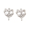 Brass Micro Pave Cubic Zirconia Pendants, Cadmium Free & Nickel Free & Lead Free, with Glass, Heart Charms, Real Platinum Plated, 25.5x21.5x5mm, Hole: 2mm