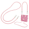 WADORN 2pcs PU Leather Purse Handle Straps, 51.2 Inch Handbag Shoulder Strap with 14.2 Inch Short Tote Bag Handle Round PU Leather Bag Handle Strap Replacement for Clutches Satchel, Pink
