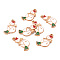 Eco-Friendly Alloy Enamel Pendants, Cadmium Free & Lead Free & Nickel Free, Light Gold, Christmas Snowman, White, 24.5x15x1.5mm, Hole: 1.8mm
