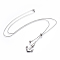 Non-Tarnish Adjustable 304 Stainless Steel Lariat Necklaces, with Slider Beads and Anchor Pendants, Stainless Steel Color, 27.9 inch(71cm), 1.5mm