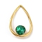 304 Stainless Steel Micro Pave Cubic Zirconia Pendants, Teardrop with Round, Dark Green, 28.5x18.5x4.5mm, inner diameter: 16.5x14.5mm