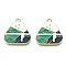 Alloy Enamel Pendants, Cadmium Free & Lead Free, Chinese Zongzi, Light Gold, Sea Green, 24x23x1.5mm, Hole: 1.8mm