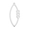 Non-Tarnish 201 Stainless Steel Pendants, Laser Cut, Horse Eye with Heart, Stainless Steel Color, 35x15x1mm, Hole: 1.6mm