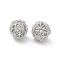 Brass Beads, with Clear Cubic Zirconia, Cadmium Free & Nickel Free & Lead Free, Round, Platinum, 9.5mm, Hole: 1.2mm