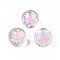 Translucent Acrylic Cabochons, with Polymer Clay and Crystal Rhinestone, Round, Pink, 18x15.5~16mm