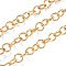 Aluminium Rolo Chains, Belcher Chain, Textured, with Spool, Unwelded, Light Gold, 11.5x2mm, about 32.8 Feet(10m)/roll