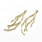 Brass Pendants, Cadmium Free & Nickel Free & Lead Free, Branch, Real 18K Gold Plated, 43x13x2mm, Hole: 1mm