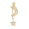 Brass Micro Pave Cubic Zirconia Pendants, Cadmium Free & Lead Free, Star And Moon, Real 18K Gold Plated, 28mm, Hole: 5x2mm