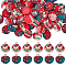 64Pcs 2 Colors Cotton Covered Aluminum Fabric Pendants, with Golden Alloy Pendant Bails, Round Charms, Christmas Theme, Mixed Color, 16x15mm, Hole: 1.6mm, 32Pcs/color