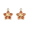 304 Stainless Steel Micro Pave Cubic Zirconia Pendants, Ion Plating(IP), Flower Charms, Real 18K Gold Plated, 10x8x3mm, Hole: 1.2mm
