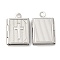 Tarnish Resistant 316 Surgical Stainless Steel Locket Pendants, Rectangle with Cross Charm, Stainless Steel Color, 17x11.5x2.5mm, Hole: 1.6mm, Inner Diameter: 6x9.5mm
