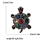 Alloy and Glass Rhinestone Brooch, Tortoise Brooch for Women, Gunmetal, Colorful, 35x26mm