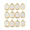 12Pcs 304 Stainless Steel Pendants, Rectangle with Twelve Zodiac Flower Charm, Golden & Stainless Steel Color, 23x14.5x3mm, Hole: 2mm, 1pc/style