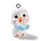 Opaque Resin Pendants, Animal Charms with Platinum Plated Iron Loops, Duck, 28x17x15mm, Hole: 2mm