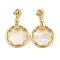 Brass Pave Shell Pendants, with Clear Cubic Zirconia, Flat Round with Flower Charm, Real 18K Gold Plated, 16.5x15x3mm, Hole: 4x2mm