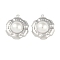 304 Stainless Steel Pendants , with ABS Plastic Imitation Pearl, Stainless Steel Color, Flat Round, 21.5x18x7mm, Hole: 1.2mm