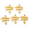 PVD Vacuum Plating 304 Stainless Steel Pendants, Laser Cut, Leaf, Real 18K Gold Plated, 18x15x1mm, Hole: 1.2mm