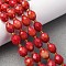 Natural White Jade Beads Strands, Dyed, Faceted, Rice-shaped, with Seed Beads, FireBrick, 9.5x7.5~8mm, Hole: 1mm, about 34pcs/strand, 15.08''(38.3cm)