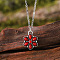 Alloy Pave Dyed Synthetic Turquoise Pendant Flower Necklaces, Platinum, Red, 18.50 inch(47cm)